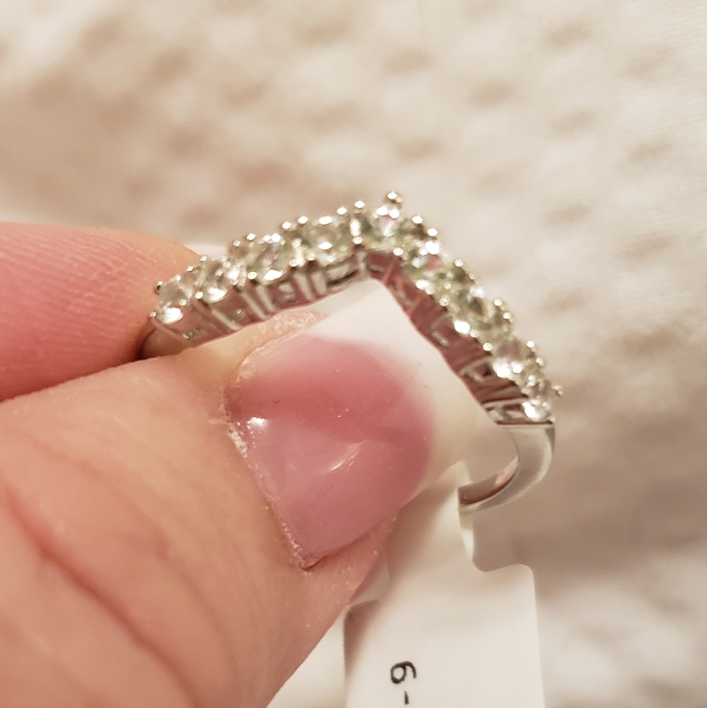 Sz.9, Lab Created White Sapphire, 925 Silver /w Rhodium, 0.61 TGW, NWT